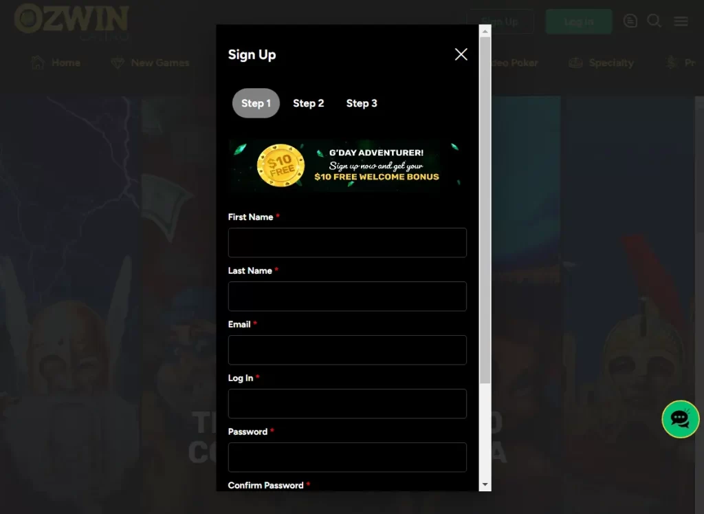 ozwin casino free chip
